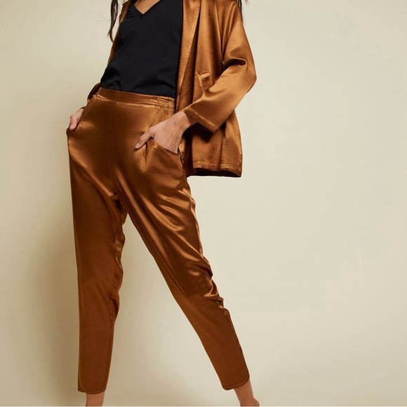 Nation Ltd bronze/gold satin pants - Picture 1 of 6